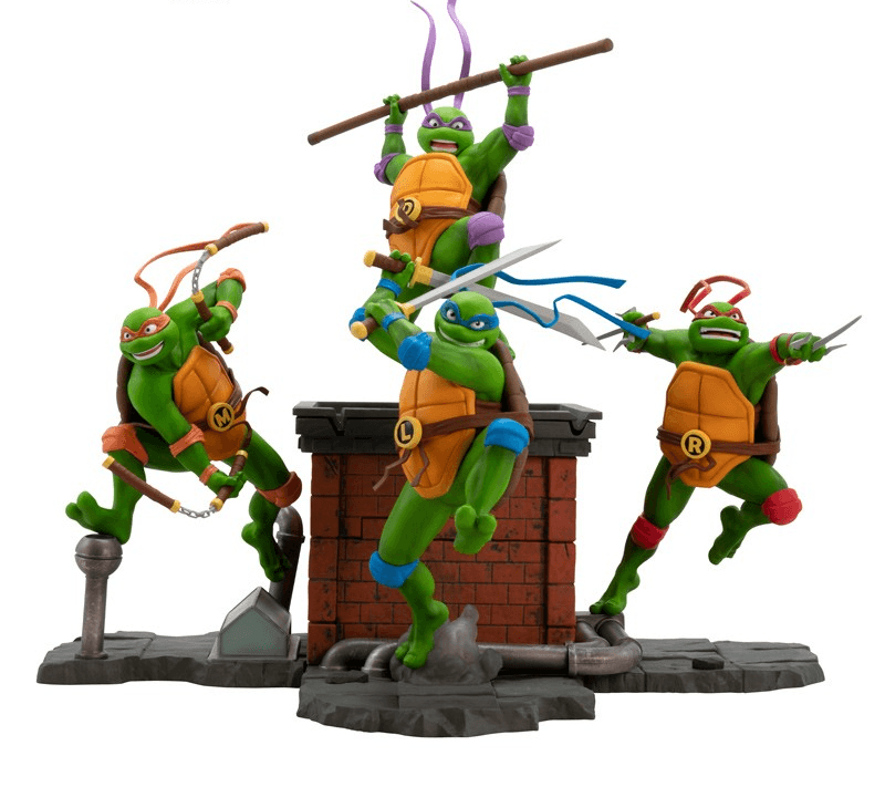 Statuetta Michelangelo SFC, action figure Tartarughe Ninja in PVC. In posa dinamica.