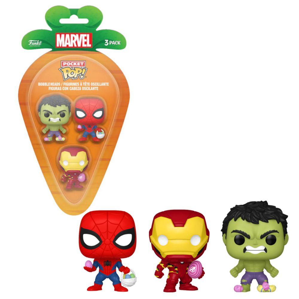 Avenger: 3-Pack carrot Pocket Pop! - Hulk, Spiderman & Iron Man - Magic Dreams Store