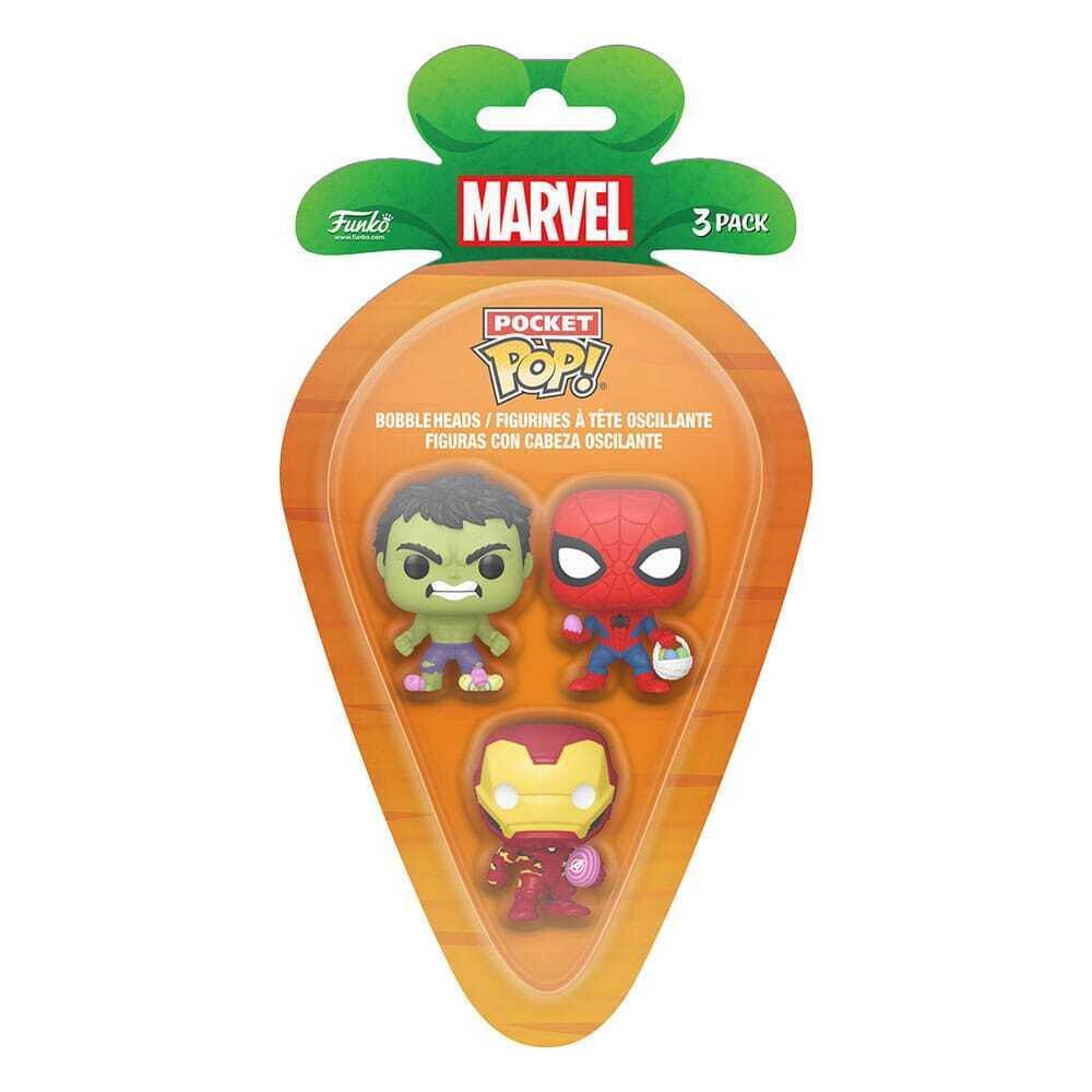 Avenger: 3-Pack carrot Pocket Pop! - Hulk, Spiderman & Iron Man - Magic Dreams Store