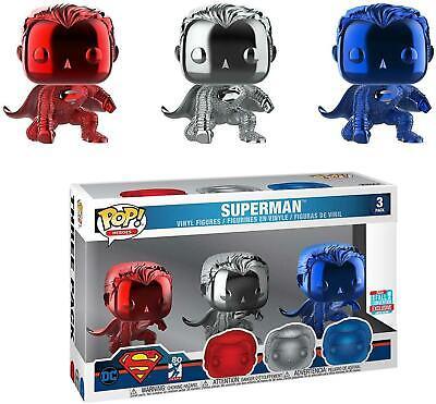 DC Superman: Funko Pop! Heroes - Superman Chrome Red Silver Blue 3 PACK FALL CONVENTION 2018 - Magic Dreams Store