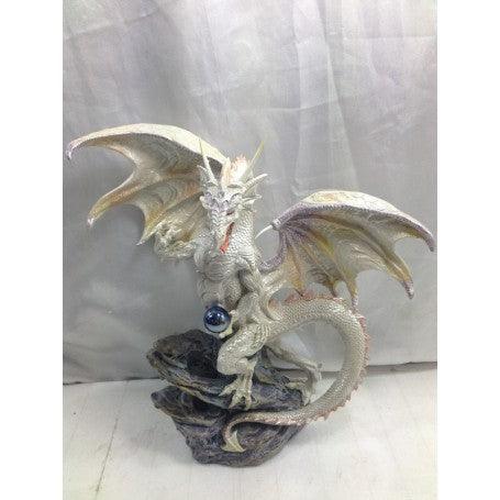Drago in resina Bianco 31 cm. - Magic Dreams Store