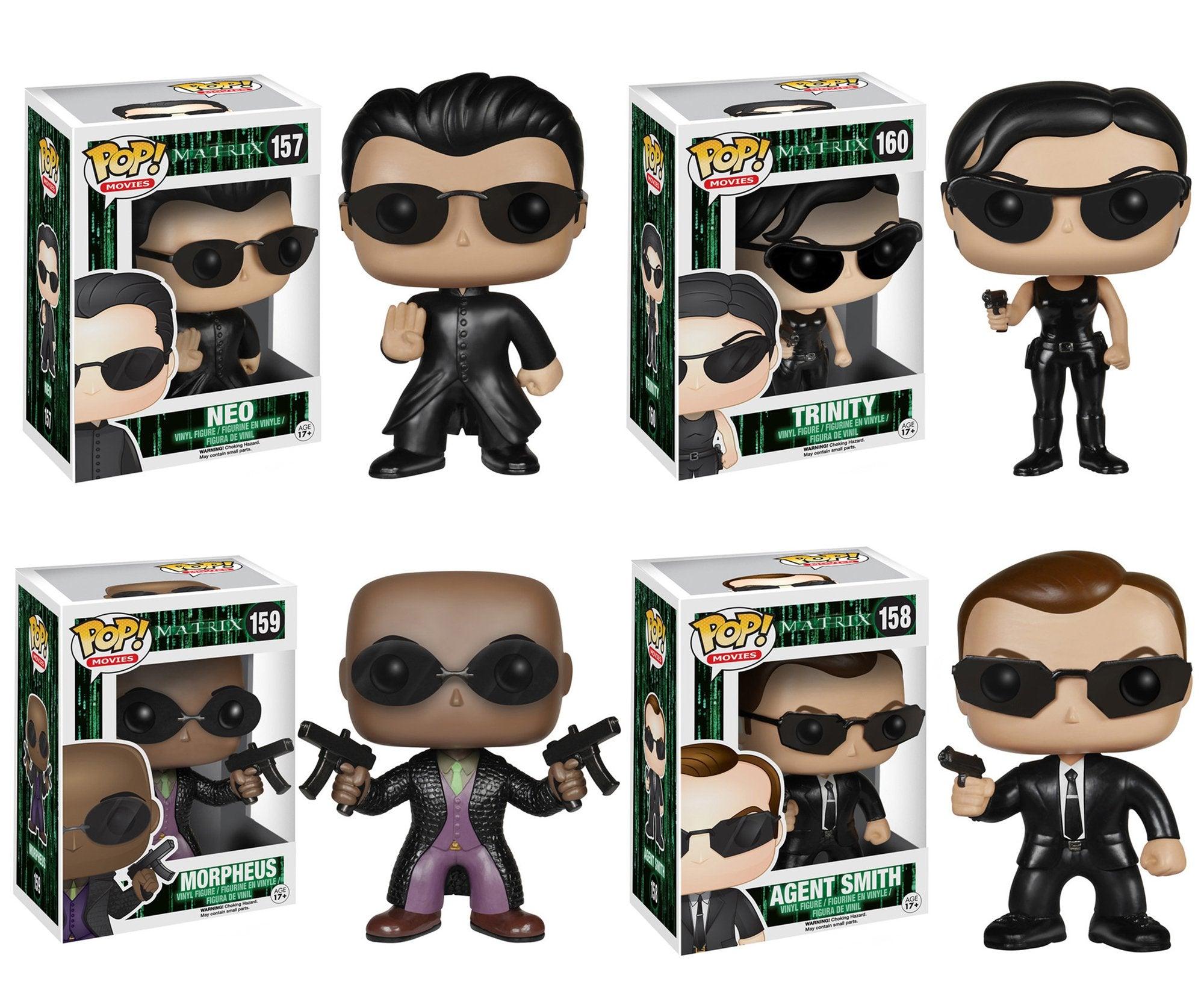 Matrix: Funko Pop! Movies - Bundle Set Neo #157 Agent Smith #158 Morpheus #159 Trinity #160 - Magic Dreams Store