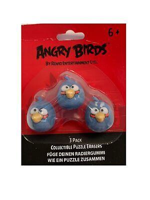 PUZZLE ERASER SET DA 3 UCCELLO BLU 3 CM - ANGRY BIRDS - Magic Dreams Store