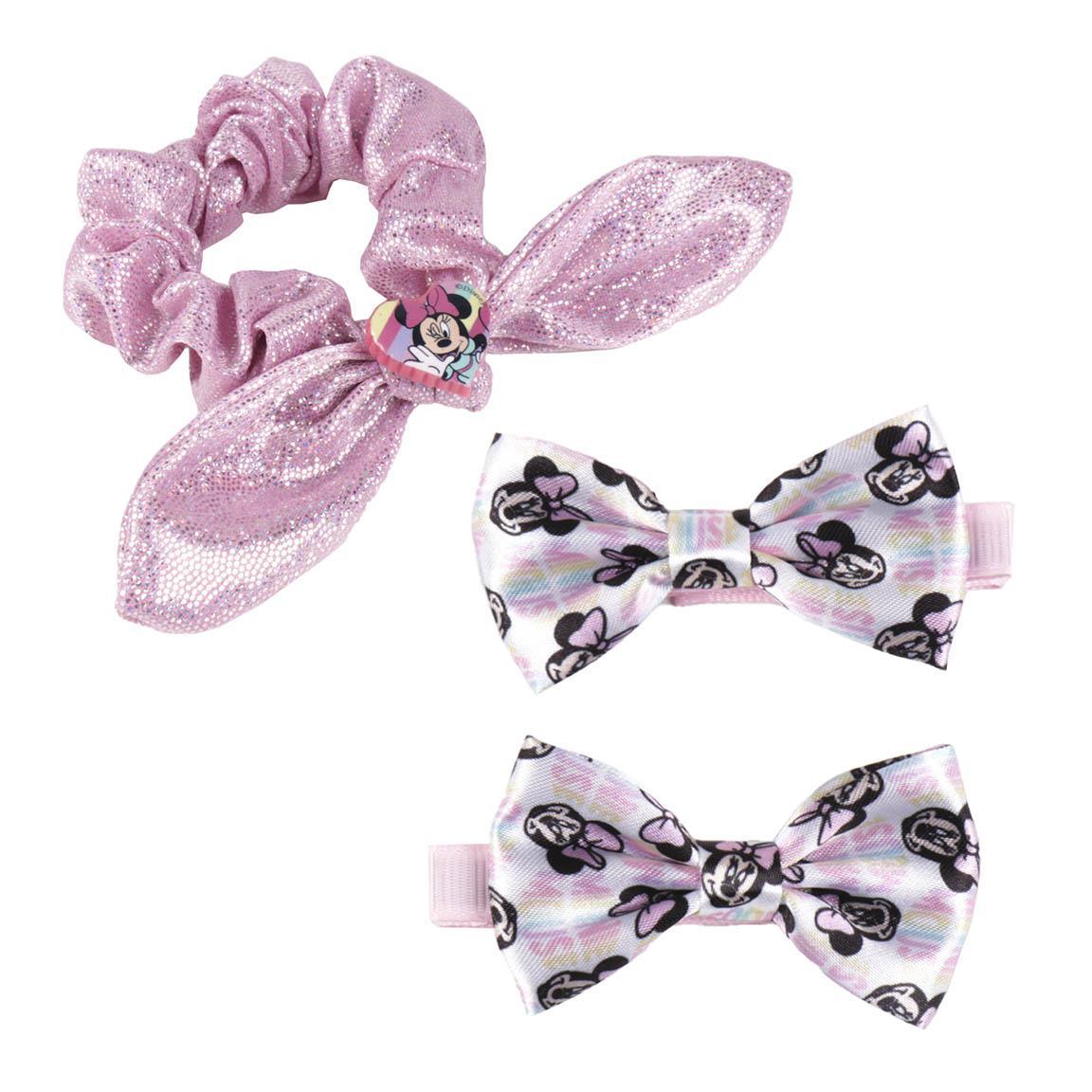 SET 3 ACCESSORI PER CAPELLI MINNIE: 2 MOLLETTE + 1 ELASTICO PER CAPELLI MINNIE CON FIOCCO - MINNIE MOUSE - Magic Dreams Store