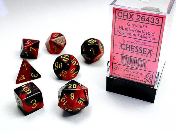 Set 7 Dadi Chessex - Black red/ Gold 26433 - Magic Dreams Store