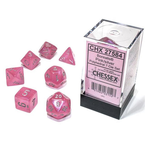 Set 7 Dadi Chessex - Pink/Silver 27584 - Magic Dreams Store