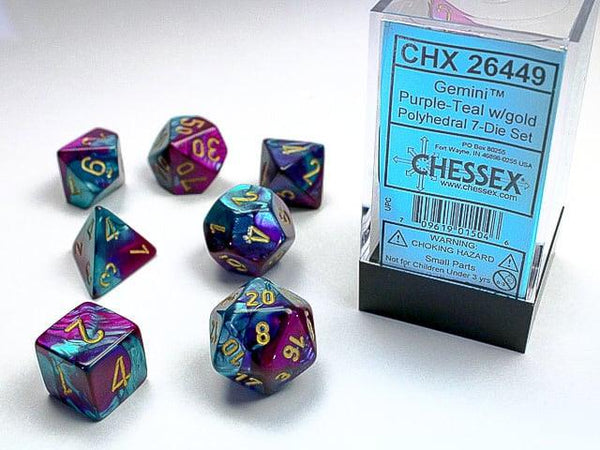 Set 7 Dadi Chessex - Purple-teal/Gold 26449 - Magic Dreams Store