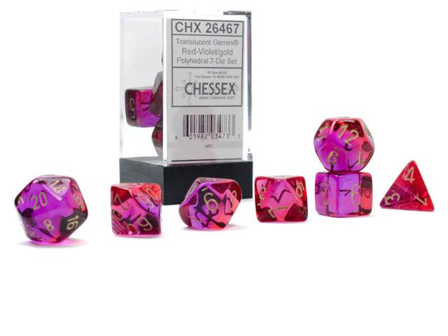 Set 7 Dadi Chessex - Red violet/ Gold 26467 - Magic Dreams Store