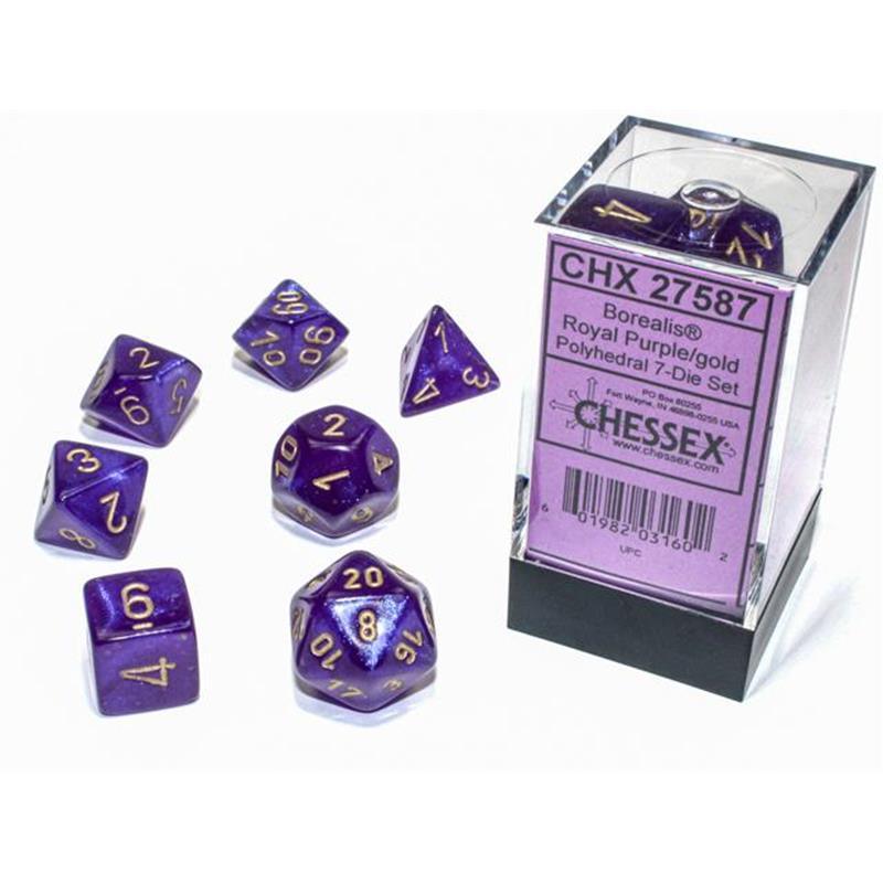 Set 7 Dadi Chessex - Royal purple/ Gold 27587 - Magic Dreams Store