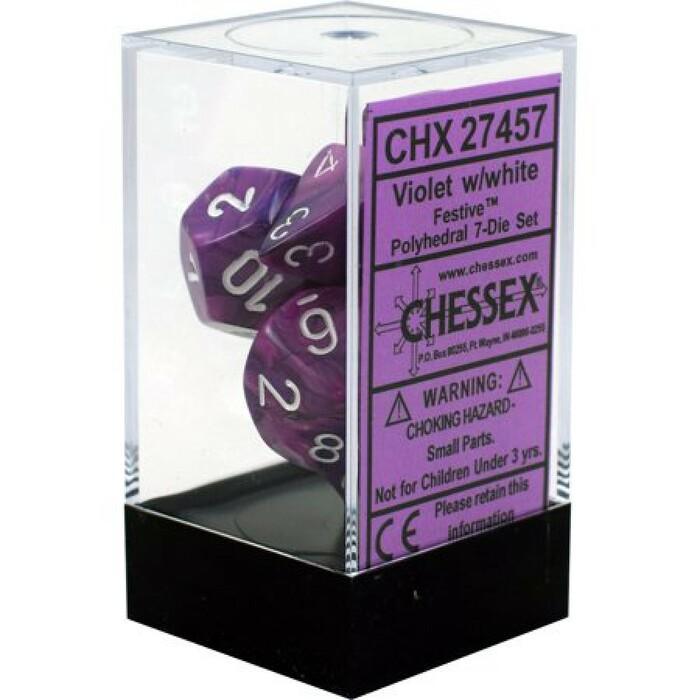 Set 7 Dadi Chessex - Violet/White 27457 - Magic Dreams Store
