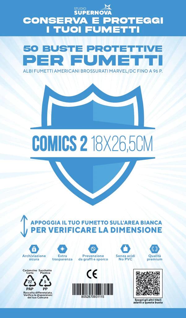 Studio Supernova - 50x Buste Protettive Comics 2 (18x26,5) - Magic Dreams Store