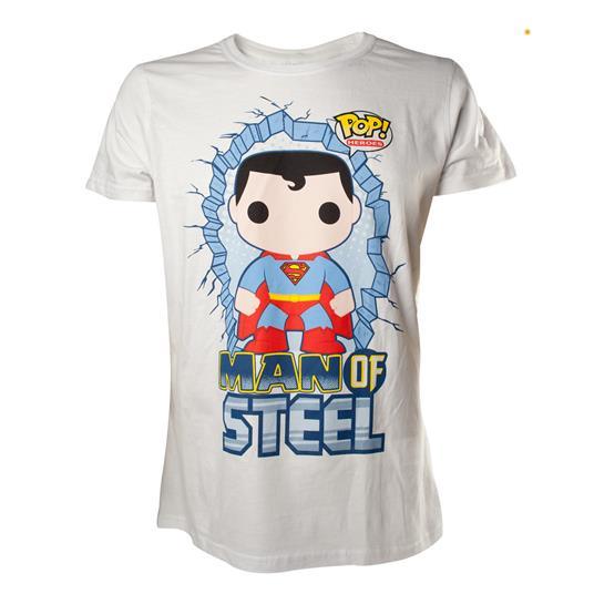 T-SHIRT SUPERMAN MAN OF STEEL BIANCA TAGLIA M - SUPERMAN - Magic Dreams Store